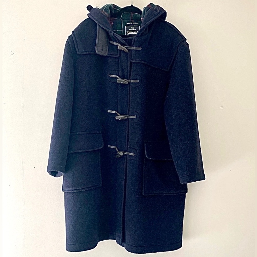 Men’s L/XL 44 EU 54 GLOVERALL Navy Blue Hooded Wool The Original Duffle Coat